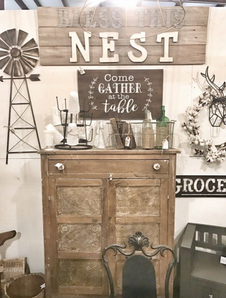 vintage chest and bless this nest sign