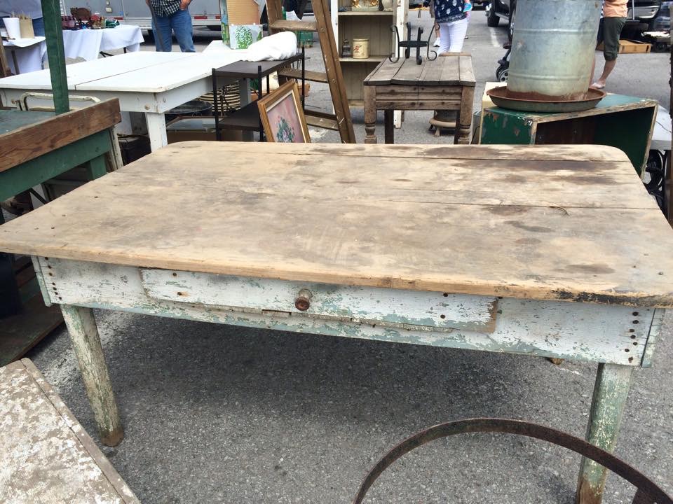 vintage coffee table at flea market