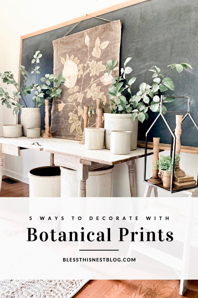 Entryway table and large botanical print as the focal point banner